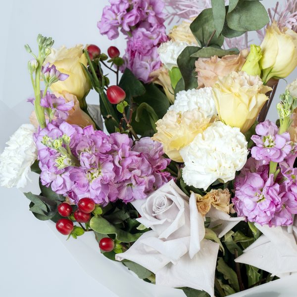 Elegant Pastel Flower Bouquet with Eucalyptus - Image 3