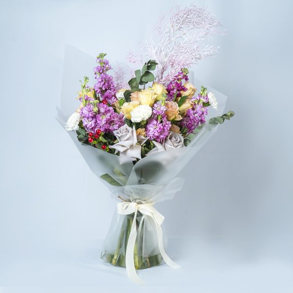 Elegant Pastel Flower Bouquet with Eucalyptus